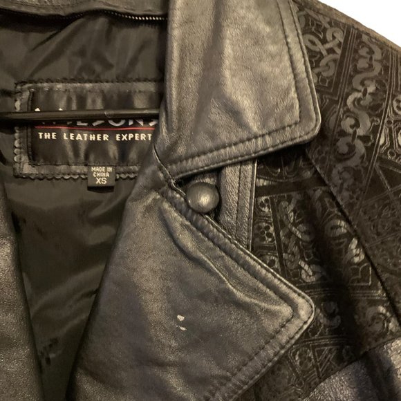 Wilsons Leather Ladies Biker's Jacket Black XS Paisley Details - Picture 7 of 16